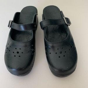 Dansko Merrie Clog Mule Leather Black Shoes Sz 40